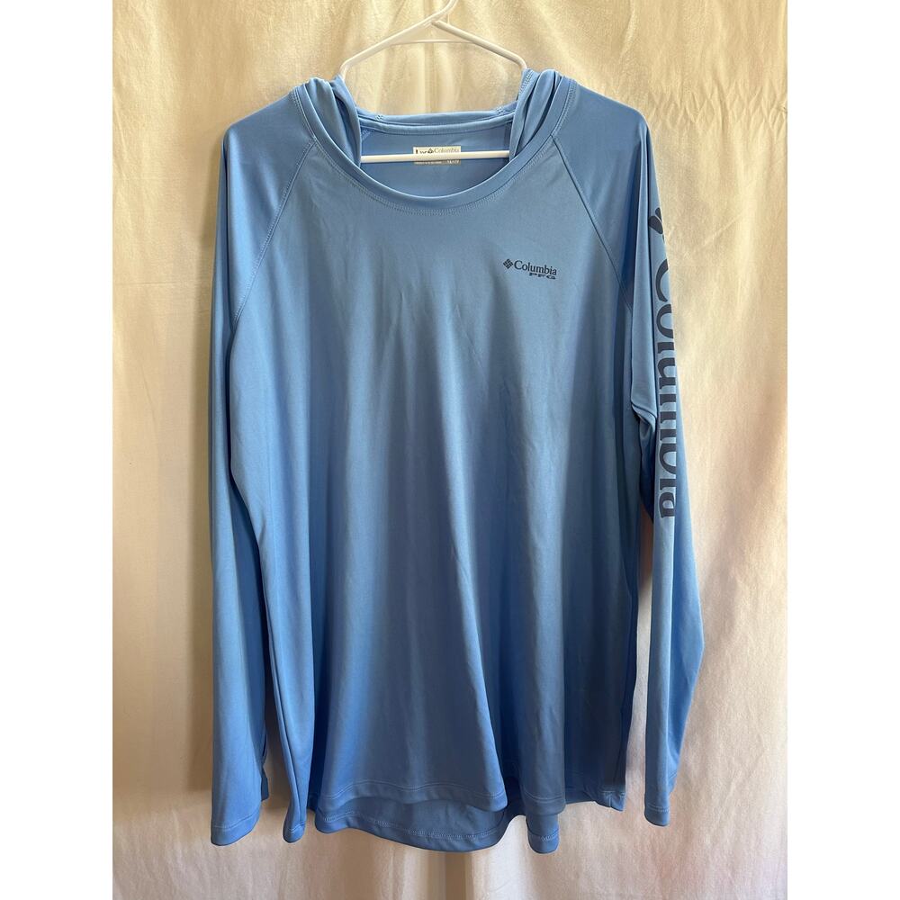 Columbia PFG Blue Hooded Performance Shirt – Size 1X